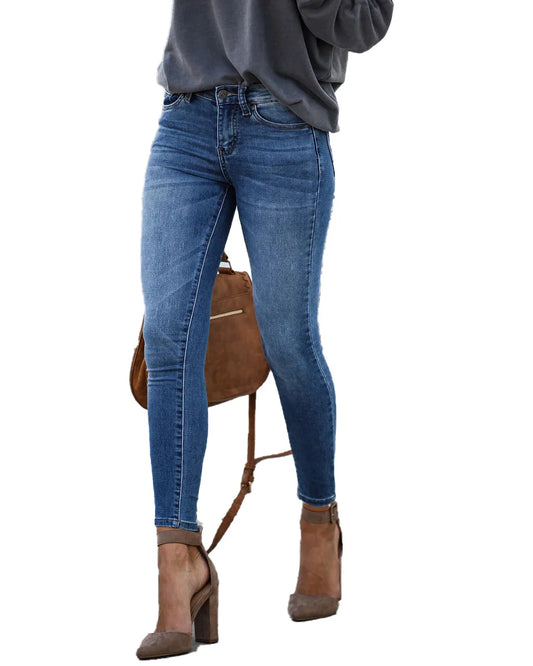 2021 Spring New Black and Blue Women Skinny Jeans Fashion Casual Slim Elastic Denim Pencil Pants Ankle-Length Jeans Top Quality