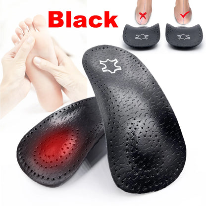 3/4 Leather Orthotic Insole arch support Flat Feet Heel Pain Half Pad Movement Damping Cushion Padding Insole sole Insert