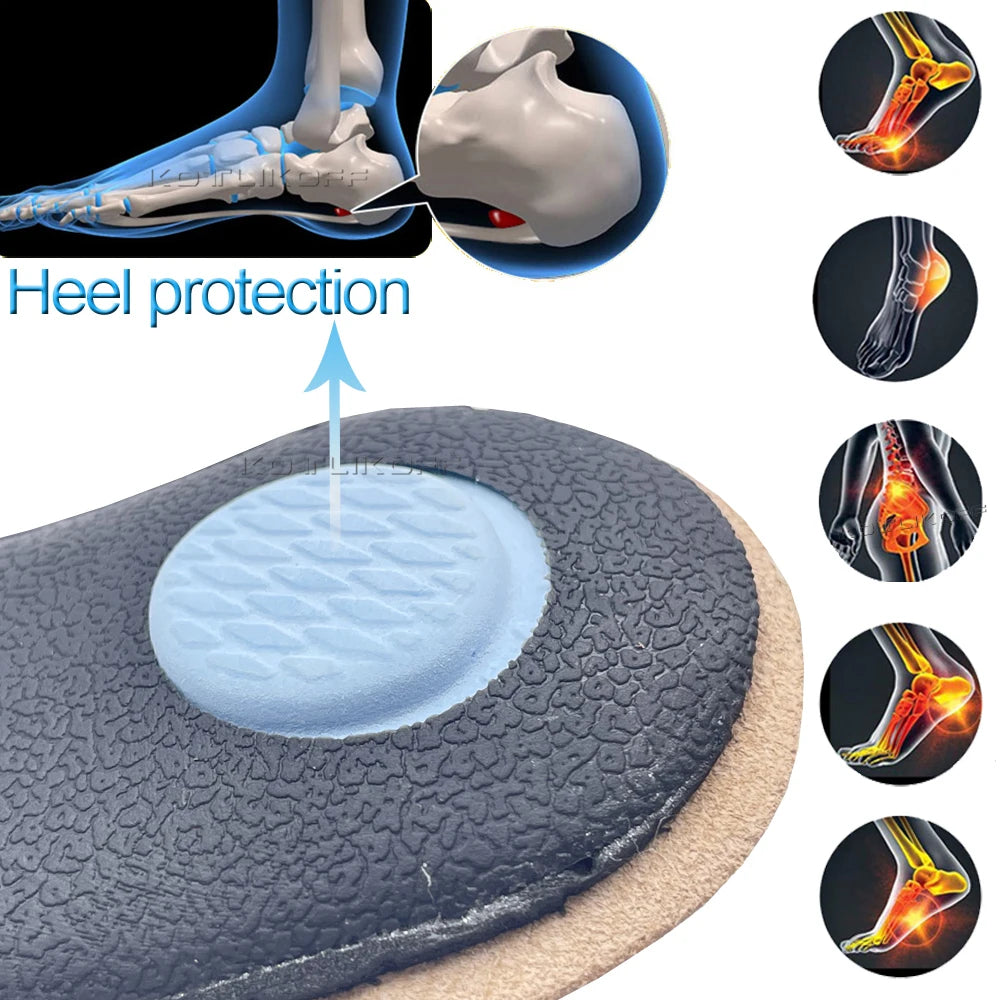 KOTLIKOFF Orthopedic Insoles For Genuine Leather Orthotic Arch Support Inserts Sweat-Absorbent Breathable Flat Feet Shoes Soles