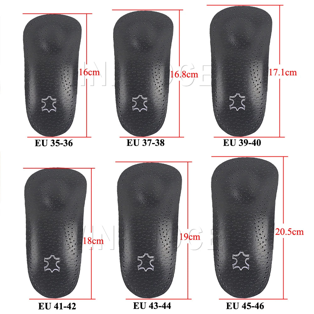 3/4 Leather Orthotic Insole arch support Flat Feet Heel Pain Half Pad Movement Damping Cushion Padding Insole sole Insert