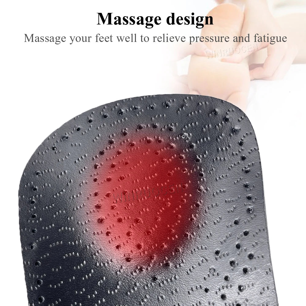 3/4 Leather Orthotic Insole arch support Flat Feet Heel Pain Half Pad Movement Damping Cushion Padding Insole sole Insert