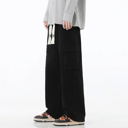 2025 New Y2K street wear multi pocket loose work pants men's pants retro loose men's multi pocket jeans four-color loose