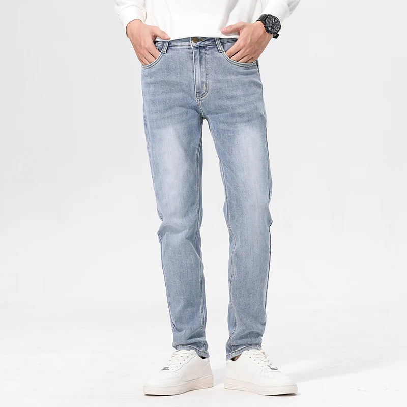 HIQOR Autumn Vintage Mens Denim Jeans Men's Baggy Straight Jeans Fashion Korean Mens Jeans Pants Denim Trousers Streetwear Male