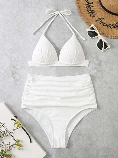 Triangle Bikinis  Women Push Up Swimsuit Solid Sexy High Waist Swimwear Female Swimming Bathing Suit Summer Beachwear