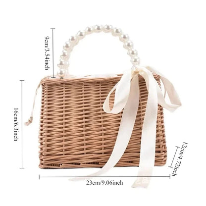 Straw Bags for Women Square Handbags Summer Rattan Shoulder Bags Handmade Knitted Storge Small Totes Bag 2025 New Fashion women