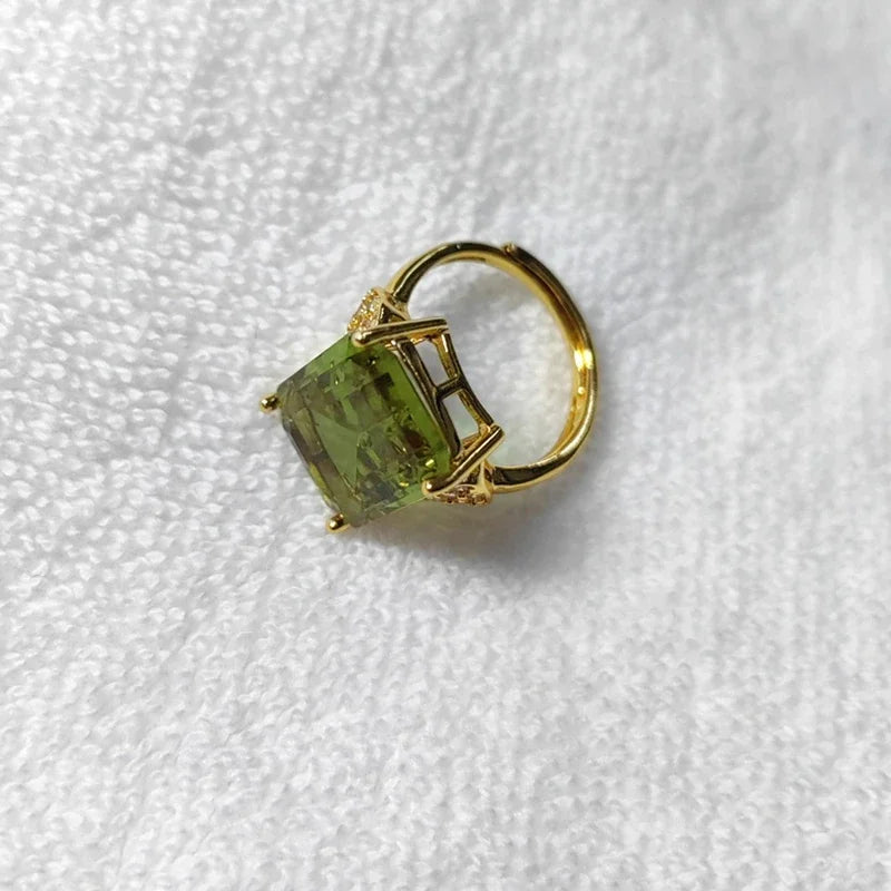 Square Zultanite Rings Paved CZ Zircon Color Change Gemstone Gold Plated Open Sultanite Diaspore Crystal Jewelry for Women