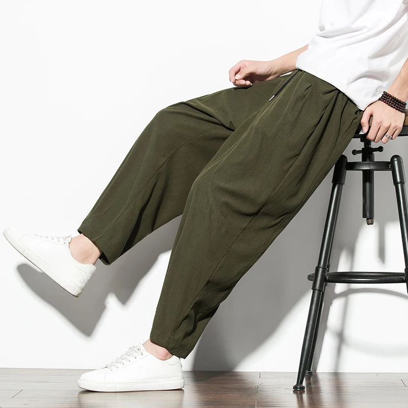 Spring Autumn Corduroy Casual Man Pants Harajuku Loose Fit Ankle-length Harem Men's Pants