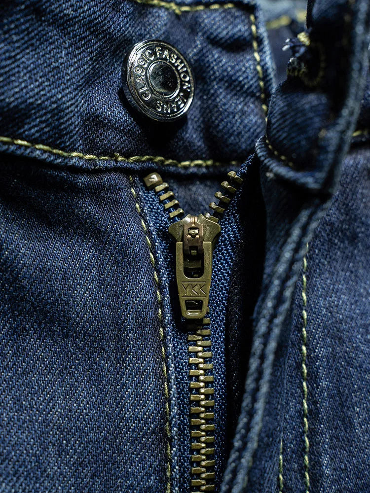 Autumn New Men's Vintage Blue Slim Stretch Jeans Fashion Korean High Street Denim Pants Hip Hop Streetwear Quality Male Trousers