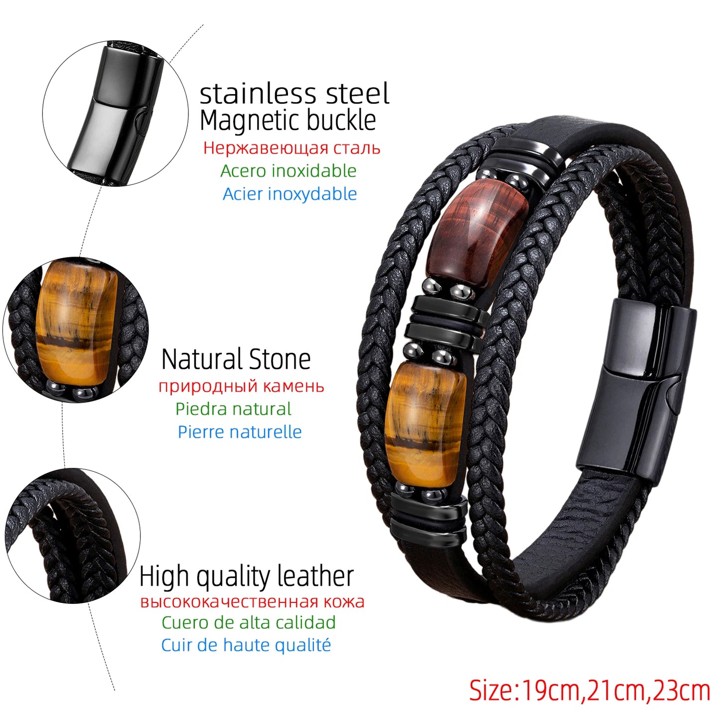 Wholesale Natural Stone Leather Bracelet Bulk Order for Men Women Handmade Adjustable Boho Beaded Jewelry