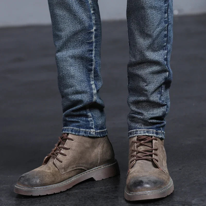 Men's Fashion Vintage Jeans Autumn New Slim Distressed Personalized Pants Male Brand Clothing Denim Trousers Streetwear