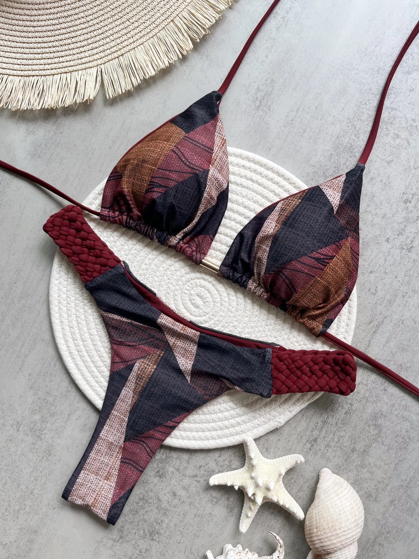 RUOTONSEPT Print Halter Mini Thong High Cut Bikini Female Swimsuit Women Swimwear Two-pieces Bikini set Bather Bathing Suit Swim