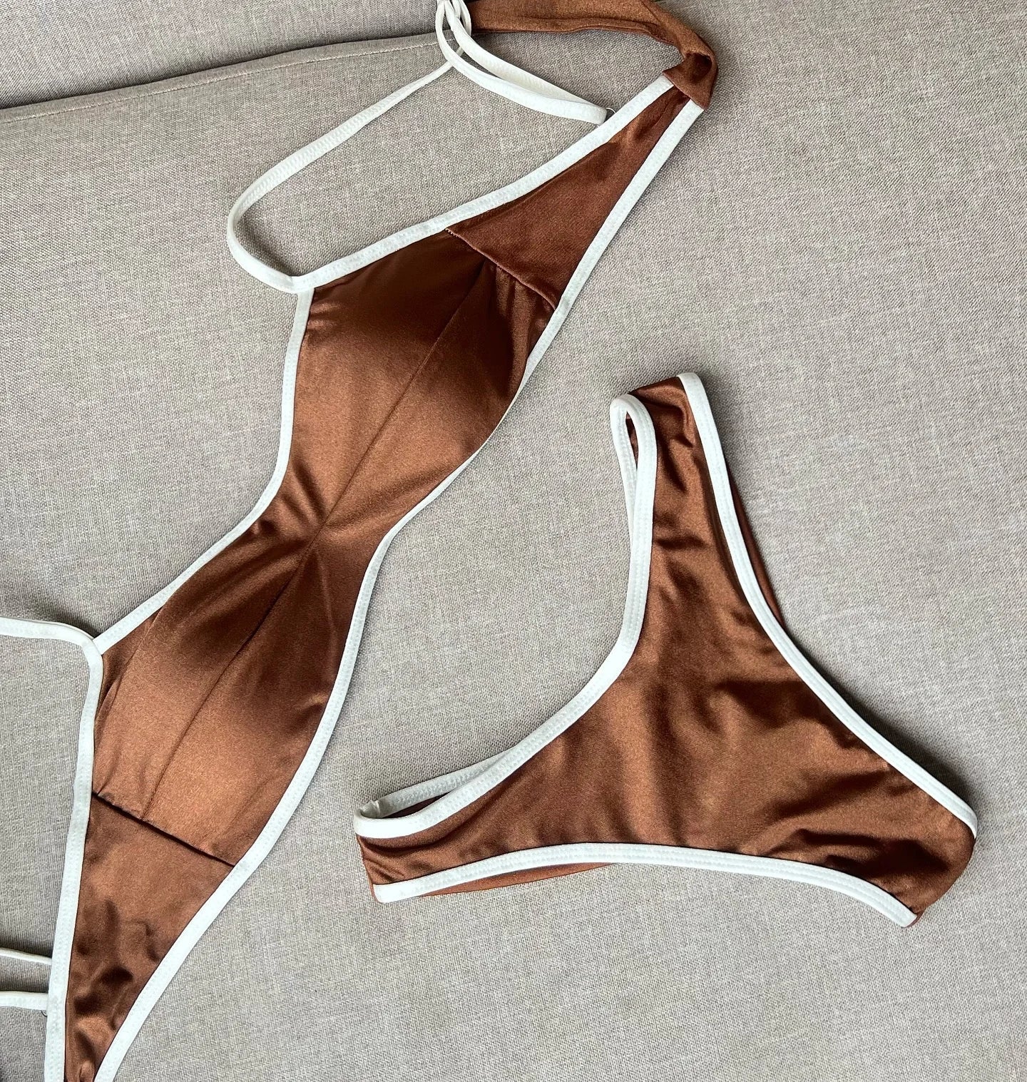 Bikini Women Swimsuit Female Swimwear Bandeau Thong Bathing Suit Shiny Swimming Suits Halter Bodysuit Beachwear