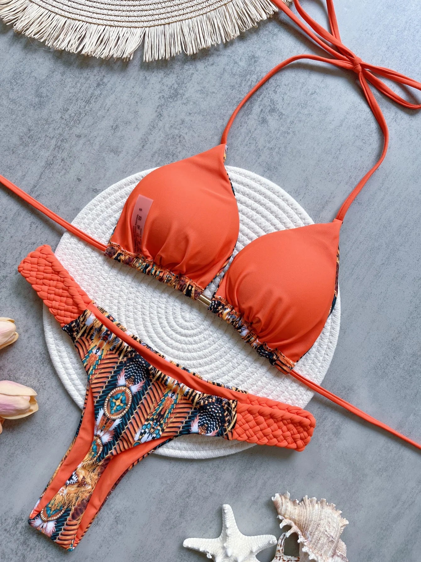 RUOTONSEPT Print Halter Mini Thong High Cut Bikini Female Swimsuit Women Swimwear Two-pieces Bikini set Bather Bathing Suit Swim