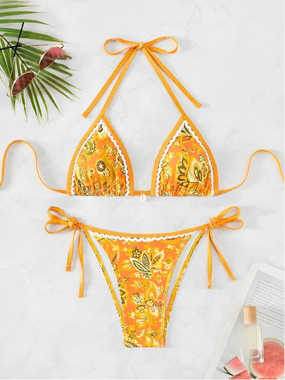 Halter String Triangle Two Piece Bikini Women Swimwear Female Swimsuit Bathers Bathing Swimming Suit Beachwear Summer