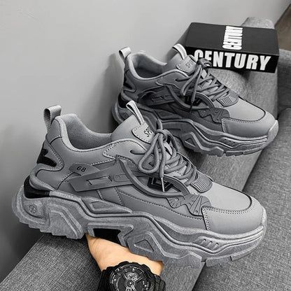 Men Thick Soled Casual Shoes Lace up Comfortable Breathable Suitable Outdoor Sports Running Shoes in All Seasons﻿