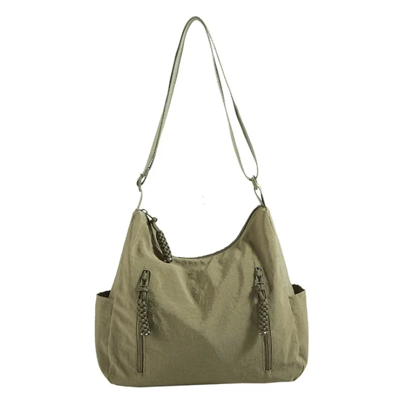 2025 New Trendy Women's Nylon Shoulder Bag Large Capacity Lightweight Crossbody Bags for Women Casual Travel Tote Simple Handbag