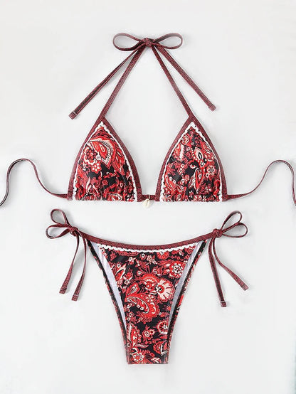Halter String Triangle Two Piece Bikini Women Swimwear Female Swimsuit Bathers Bathing Swimming Suit Beachwear Summer
