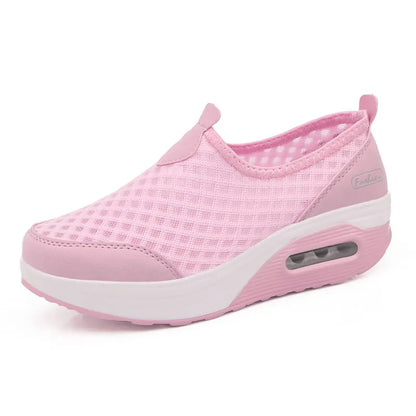 Wedge Hollowed Out Slip-on Mesh Platform Vulcanization Shoes
