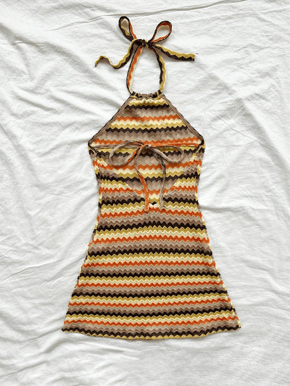 Ladies Spring/Summer Boho Chic Halter Dress Slim Sexy Mini Flowy Fashionable Women's Clothing