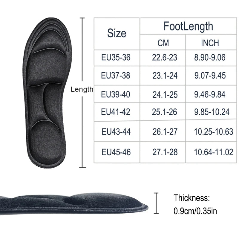 5D Massage Memory Foam Insoles Thickening Breathable Cushion Cushioning Comfort Suitable For High Heels Insoles