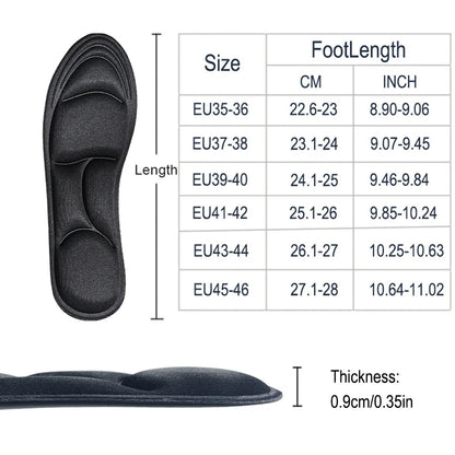 5D Massage Memory Foam Insoles Thickening Breathable Cushion Cushioning Comfort Suitable For High Heels Insoles