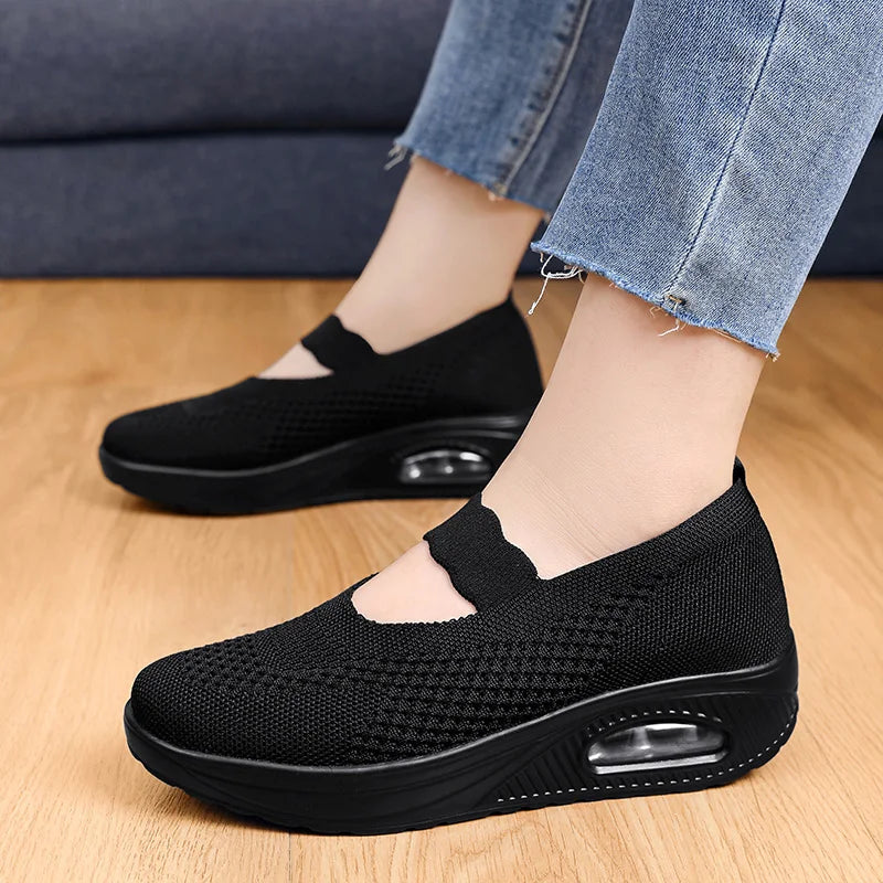 New Comfort Casual Women's Shoes Fashion Soft Sole Breathable Hollow Out Flat Shoes
