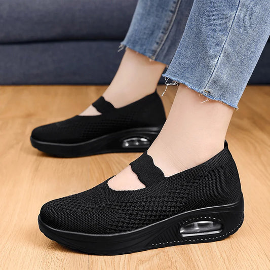 New Comfort Casual Women's Shoes Fashion Soft Sole Breathable Hollow Out Flat Shoes