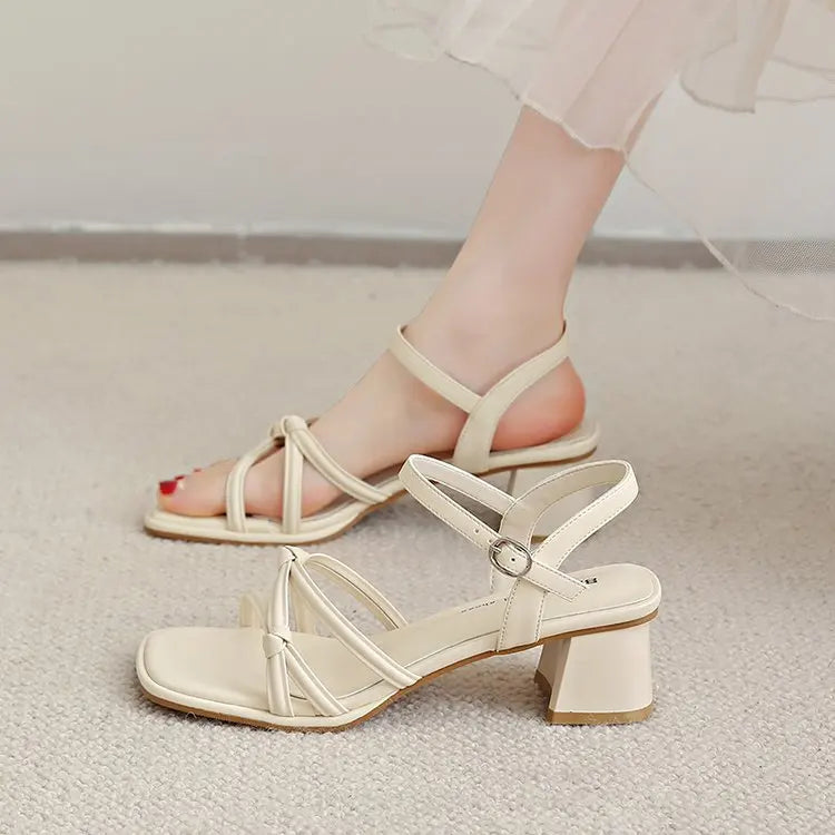 Women's Sandals Summer New Style Buckle Fashion Open Toe Sandals High Heels Comfortable Casual Beach Party Women's Shoes