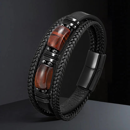 Wholesale Natural Stone Leather Bracelet Bulk Order for Men Women Handmade Adjustable Boho Beaded Jewelry