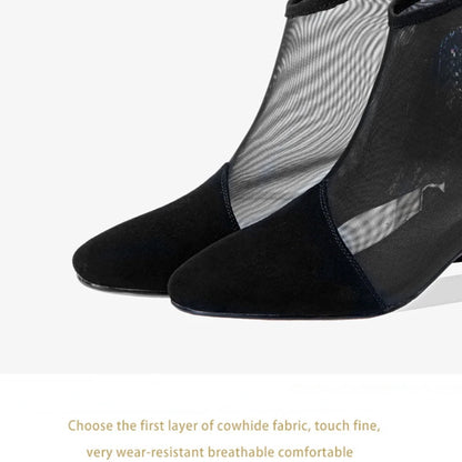 New Mesh Sandals Summer Women's Ankle Boot Mid Heel Rhinestone Toe Shoes Women's heels Luxury Sexy Women