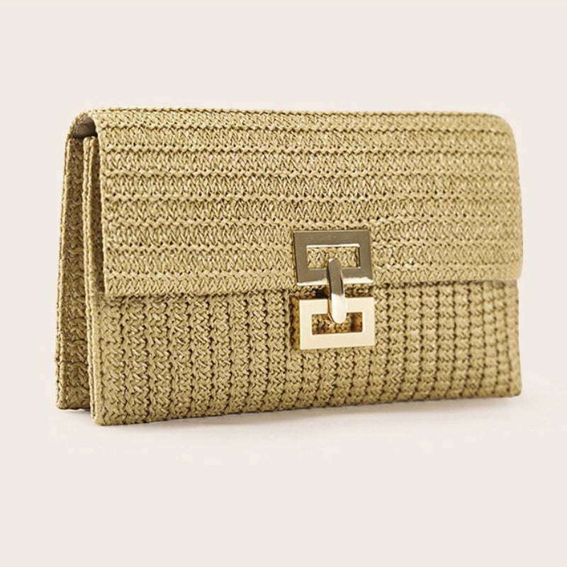 Straw Woven Clutch for Women Raffia Crochet Beach Rattan Causal Female Party Wedding Evening Bag New Summer Luxury Purse Handbag