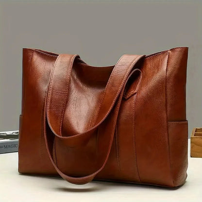 1pc Vintage Large Capacity Tote Bag Retro Vegan Shoulder Bag Women's Casual Handbag For Commute
