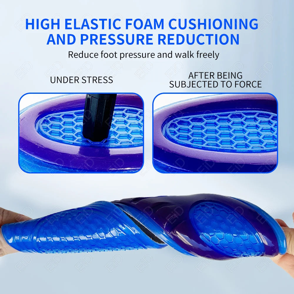 Shock-absorbing insole Orthotic Arch Support Foot Pain Massaging Silicone Gel Soft Sport Shoe Anti-Shock Insoles Pad Man Women