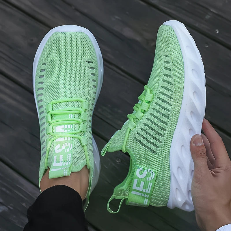 Men Ultra Lightweight Mesh Sneakers Breathable Quick Dry Fabric Stylish Hollow Out Design Sneakers Modern Casual Summer Footwear