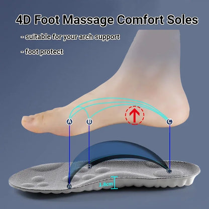 4D Massage Super Soft  Insole Running Orthopedic Inserts