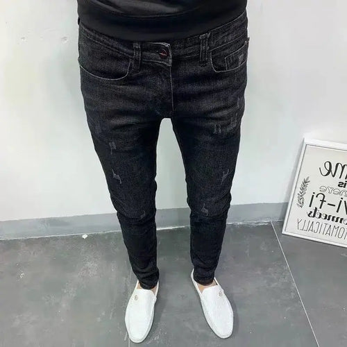 Spring Autumn 2024 Kpop Fashion Men's Denim Jeans Casual Slim Long Pants Korean Solid Black Boyfriend Designer Luxury Jeans