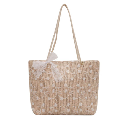 Travel Holiday Shoulder Lace Lace Lace Lace braided bag Large capacity beach bag Straw braided style handbag shoulder bag cmc