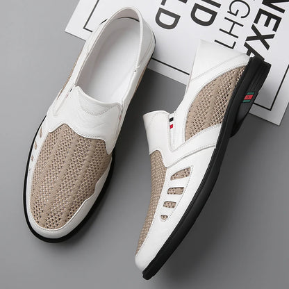 Business Leather Shoes For Men Summer British Style Hight Quality Casual White Leather Shoes Male Slip On Men Loafer Comfortable