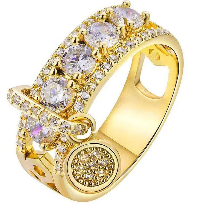 Europe and America 2024 New Disc Ring Women Fashion Creative Zircon Handmade Jewelry Wedding Party Jewelry