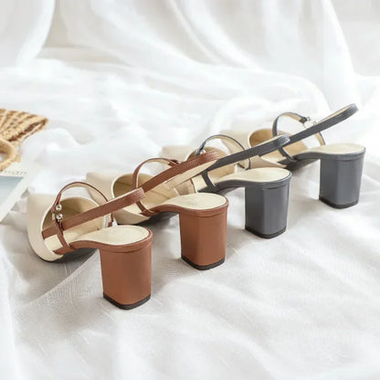 Shoes for Pumps Summer Elegant Chunky High Heels Pointed Toe Baotou Solid Ladies Shoes  Female Sandals Zapatillas Mujer 2024