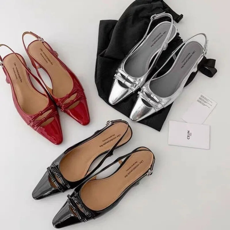 Designer Summer Cover Toe Women Sandals Fashion Butterfly-knot Dress Shoes Women's Low Heel Stripper Party Sandalias