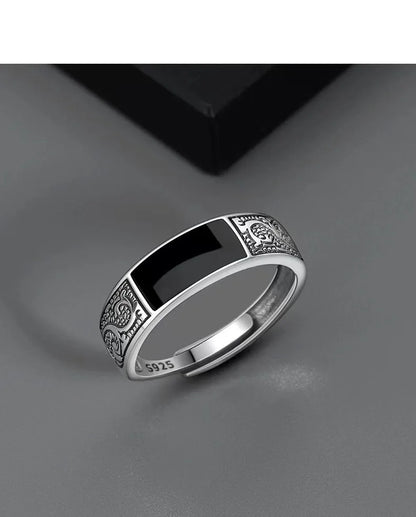 925 Sterling Silver Men's Ring High Quality Luxury black Gem For Men Wedding Fine Jewelry Accessories Party Gifts