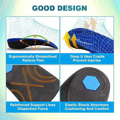 3/4 Length EVA Orthotic Insoles: High Arch Support For Correcting Posture & Enhancing Comfort