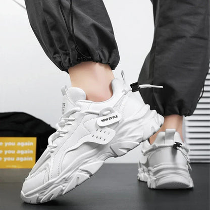 Men Sneakers Mesh Men Shoes PU Leather Platform Casual Sneakers Increased Vulcanized Shoes Light Running Shoes Tenis Masculino