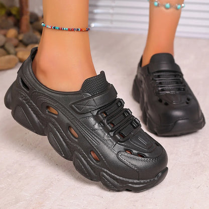 New Summer Round Toe Cover Comfortable Thick-soled Sneakers Fashionable Breathable and High-rise Casual Women's Shoes Sandals