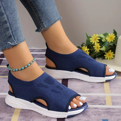 New Summer Fashion Comfortable Round Toe Thick Sole Solid Color Casual Sports Shoes Mesh Breathable Open-toe Sandals for Women