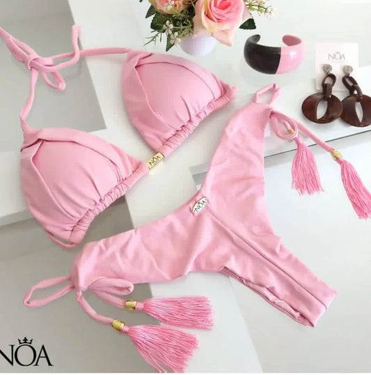 sexy women bikini, brazilian triangle bikini, push-up swimsuit, metal chain beach bikini