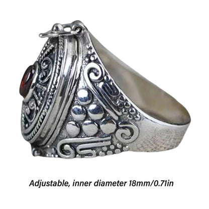 Antique Openable Gawu Box Ring Unique Jewelry Storage Container Finger Ring Adjustable Opening Ring for Men Women