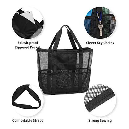 Picnic Beach Bag Women Mesh Transparent Swim Storage High Capacity Shopping Bags Tote