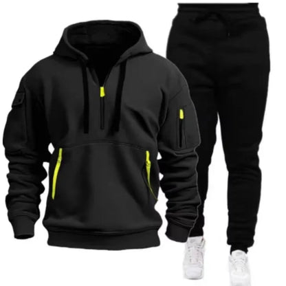 New Men Autumn Winter Sets Zipper Hoodie Pants Pieces Casual Tracksuit Male Sportswear Brand Clothing Sweatsuit
